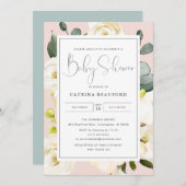 Blütendusche Wasserfarbe Rosa Blütenspülung Einladung (Vorne/Hinten)