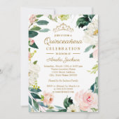 Blütenfarbe Blumenstrauß Quinceanera Einladung (Vorderseite)