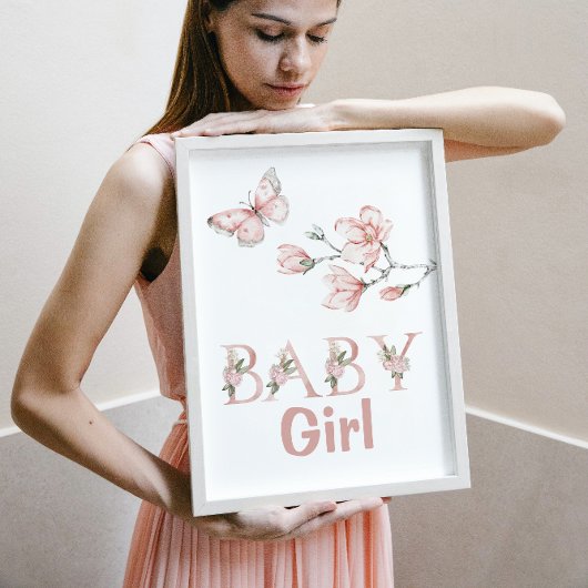 Blütenfarbe Rosa Schmetterling Kinderzimmer Poster