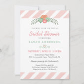 Blütenfarbe Rosa Streifen Brautparty Einladung (Vorderseite)