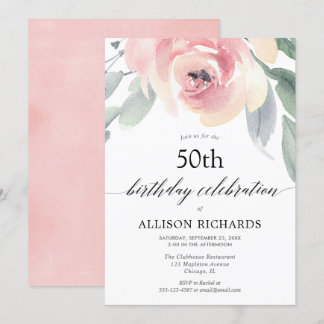 Blütenfarben Frauen Erwachsene Geburtstagsparty Einladung