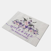 Blütenfarben im Wasser - Rose aus Holz Fußmatte (Schrägansicht)