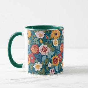 Blütenfarben mit Rose und Wildblumen Tasse