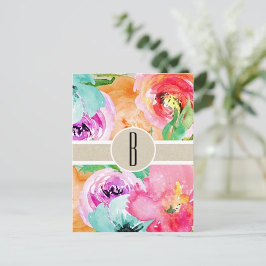 Blütenfarben Moderne rustikale botanische Kraft Postkarte (Stehend Vorderseite)