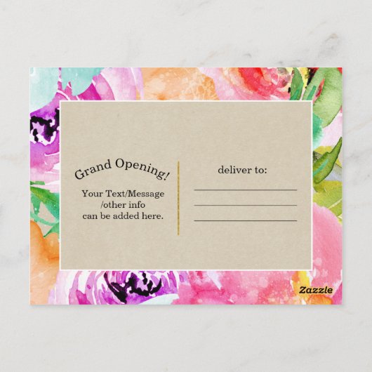 Blütenfarben Moderne rustikale botanische Kraft Postkarte (Rückseite)