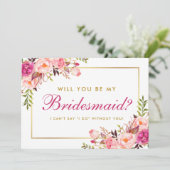 Blütenfarben Rosa Blush Gold Bridesmaid HP Einladung (Stehend Vorderseite)