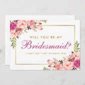 Blütenfarben Rosa Blush Gold Bridesmaid HP Einladung (Vorne/Hinten)