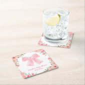 Blütenfarben-Rosa Bugmädchen-Babydusche Rechteckiger Pappuntersetzer (Vor Ort)