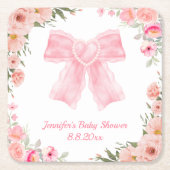 Blütenfarben-Rosa Bugmädchen-Babydusche Rechteckiger Pappuntersetzer (Vorderseite)