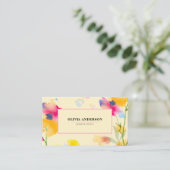 Blütenfarben Rosa Gelb Blau Moderne Abstrakt Visitenkarte (Stehend Vorderseite)