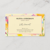 Blütenfarben Rosa Gelb Blau Moderne Abstrakt Visitenkarte (Rückseite)