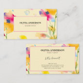 Blütenfarben Rosa Gelb Blau Moderne Abstrakt Visitenkarte (Vorne/Hinten)