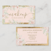 Blütenfarbene Aquarellfarbe Rosa Goldrahmen Visitenkarte (Vorne/Hinten)
