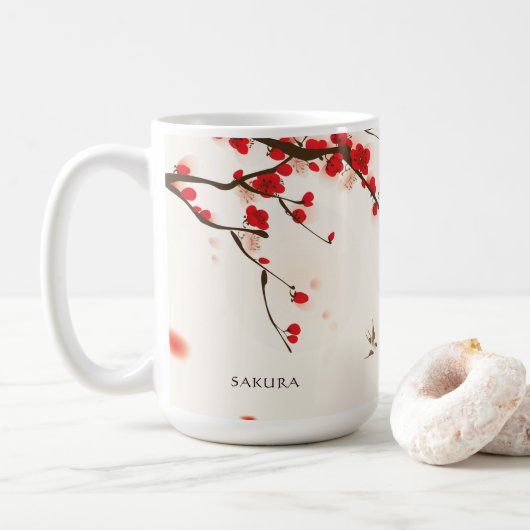 Blütenfarbene Blütenkirsche Personalisiert Kaffeetasse (Mit Donut)