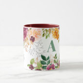 Blütenfarbene, elegante, grüne Monogramm Tasse (Zentrum)