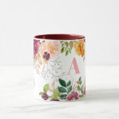 Blütenfarbene, elegante, grüne Monogramm Tasse (Zentrum)