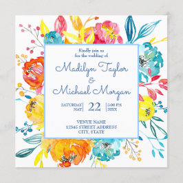 Blütenfarbene Hochzeit Einladung