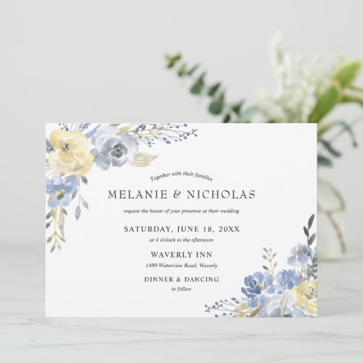 Blütenfarbene Hochzeit Einladung (Stehend Vorderseite)