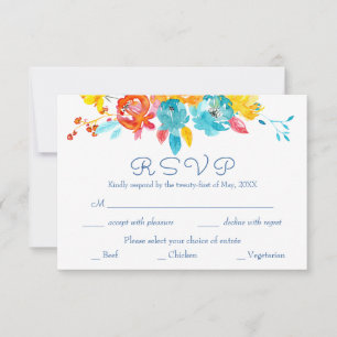 Blütenfarbene Hochzeit RSVP Karte