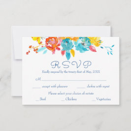 Blütenfarbene Hochzeit RSVP Karte