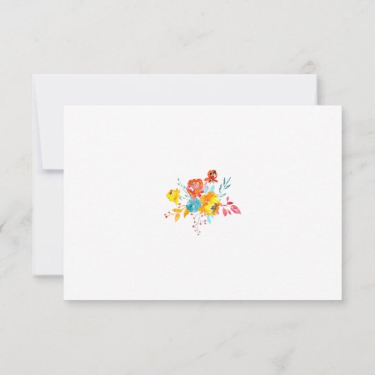 Blütenfarbene Hochzeit RSVP Karte (Rückseite)