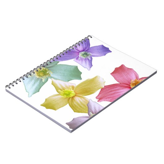 Blütenfarbene Rosa, Blau, lila, gelbe Blumen Notizblock (Linke Seite)