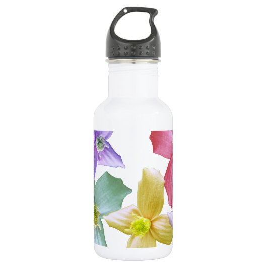 Blütenfarbene Rosa, Blau, lila, gelbe Blumen Trinkflasche (Vorderseite)
