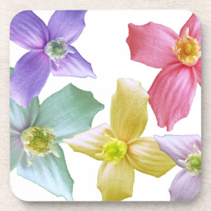 Blütenfarbene Rosa, Blau, lila, gelbe Blumen Untersetzer