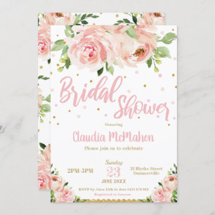 Blütenfarbene Rose Brautparty Rosa und Gold Einladung