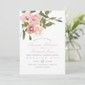 Blütenfarbene Wasserfarbe Rosa Hochzeit einladen Einladung (Stehend Vorderseite)