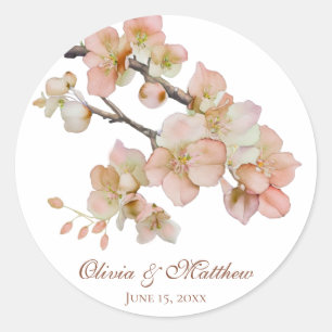Blütenfarbene, weiche, orange-rosa Frühlingsblüten Runder Aufkleber