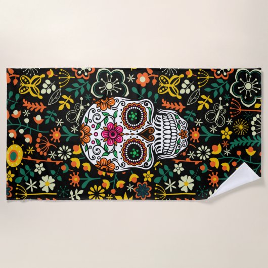 Blütenfarbener Zuckerkult Illustration Strandtuch (Vorderseite)