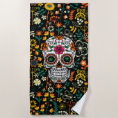 Blütenfarbener Zuckerkult Illustration Strandtuch (Vorderseite)