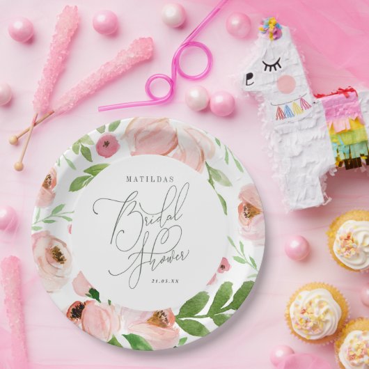 Blütenfarbenes Brautparty Pappteller (Party)
