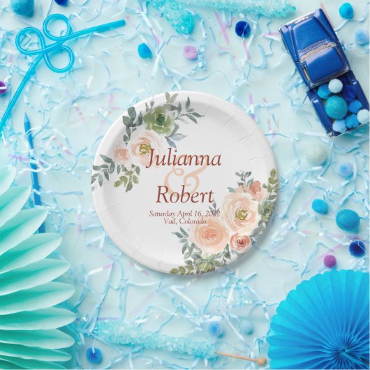 Blütenfarbenes Hochzeitspapier Pappteller (Party)