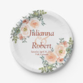 Blütenfarbenes Hochzeitspapier Pappteller (Vorderseite)