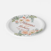 Blütenfarbenes Hochzeitspapier Pappteller (Schrägansicht)