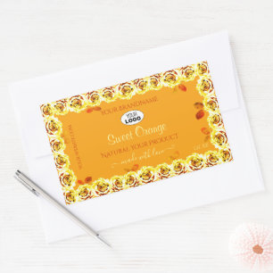Blütenfarbige Rose Orange-Gelbe Produktmarken Logo Rechteckiger Aufkleber