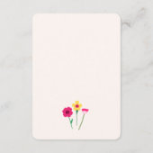 Blütenfarbiges Windeln-Raffeln für Baby Begleitkarte (Rückseite)