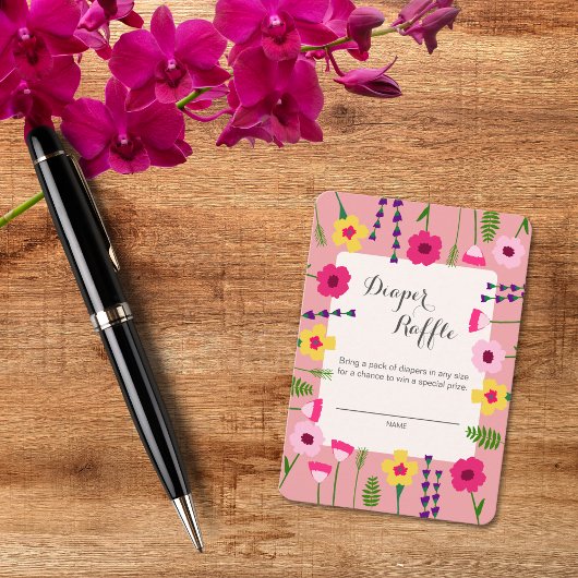 Blütenfarbiges Windeln-Raffeln für Baby Begleitkarte