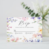 Blütenfeder RSVP Karte (Stehend Vorderseite)