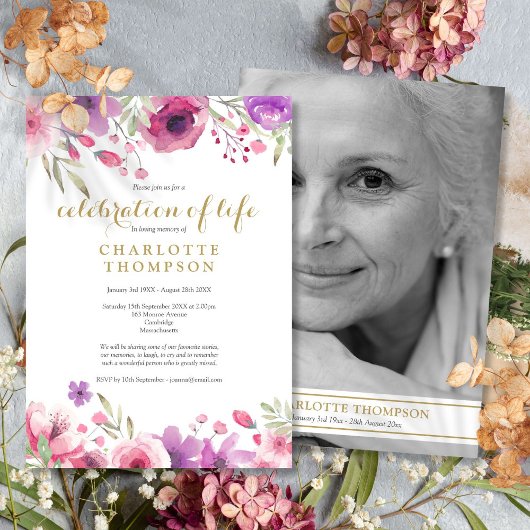 Blütenfest im Schwarz-Weiß-Foto Einladung