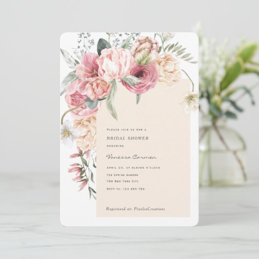 Blütenfrühlingsblumen Garten thematisch schick Blu Einladung (Stehend Vorderseite)