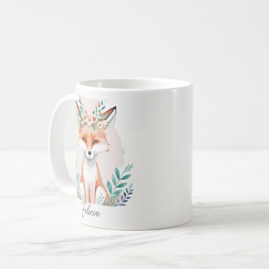 Blütenfuchs personalisiert kaffeetasse (Vorderseite Links)