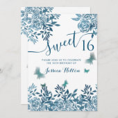 Blütengarten Blume Blume 16 . Geburtstag Einladung (Vorne/Hinten)