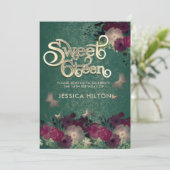 Blütengarten Butterfly 16 . Geburtstag grün Einladung (Stehend Vorderseite)