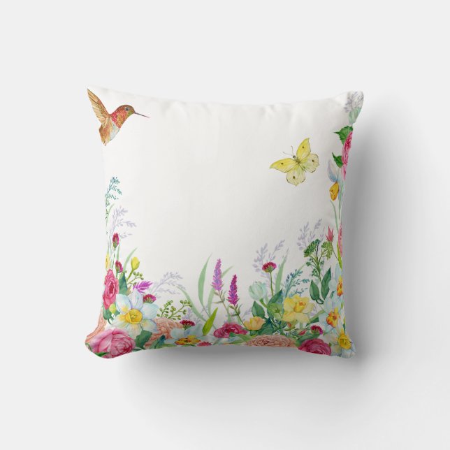Blütengarten Hummingbird Butterfly Kissen (Vorderseite)