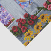 Blütengarten mit bunten Vogelarten Seidenpapier (Detail)