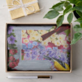 Blütengarten mit bunten Vogelarten Seidenpapier (Geschenk)