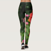 Blütengarten mit rotem Orangenblumen Leggings (Rückseite)